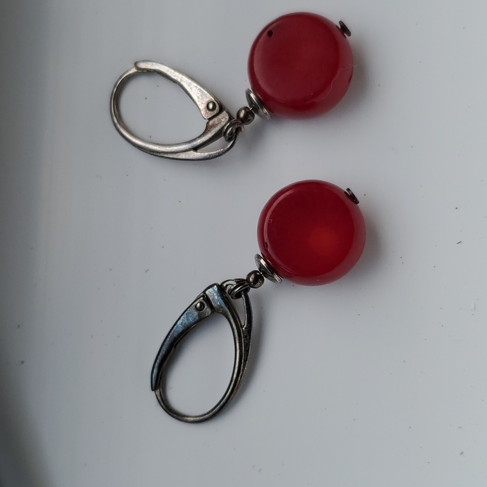 Coral earrings in sterling silver